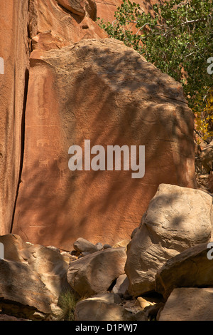 Fremont Indian petroglyphs in Capitol Reef National Park, Utah, USA Stock Photo