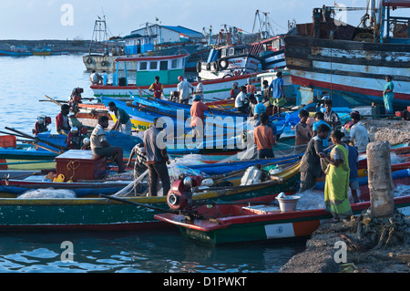 Fishing boats at dawn Nagapattinam fishing village Tamil Nadu India Stock Photo