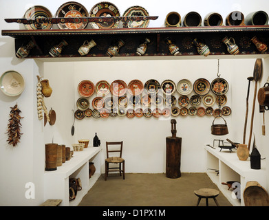 Interior of a house from the Sarkoz region. Second half of 19th century. Museum of Ethnography. Budapest. Hungary. Stock Photo