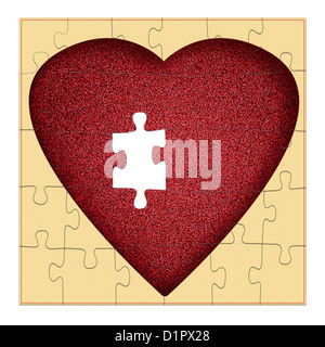 Key part of this heart jigsaw missing - perfect partner wanted concept Stock Photo