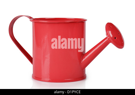 Red watering can isolated on white background Stock Photo