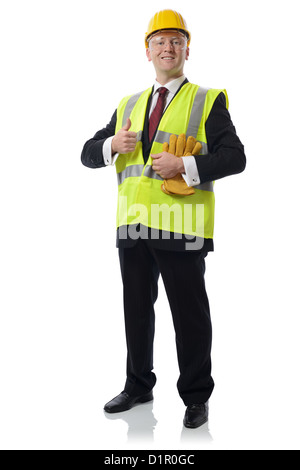 man in PPE Concept for using safety equipment isolated on white Stock Photo
