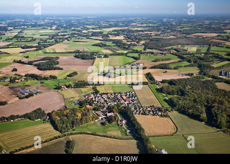 The Netherlands, near Almelo, Farms and fields. Agriculture. Aerial Stock Photo