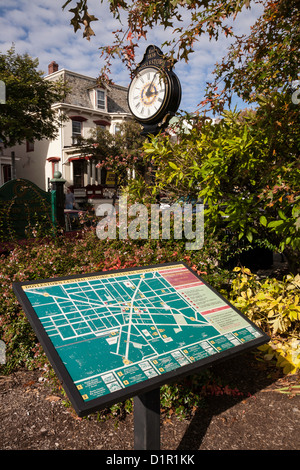 Information Map, and Street Clock, Doylestown, PA Stock Photo