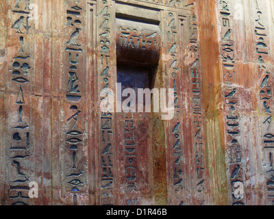 Egyptian Hieroglyphs on a wall Stock Photo