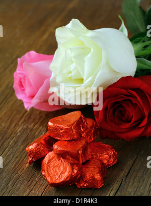 Beautiful Valentines composition of gift, chocolate heart shaped ...