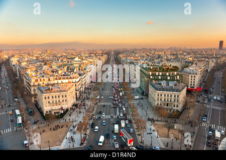 View of Paris from Arc de triomphe, France. Stock Photo