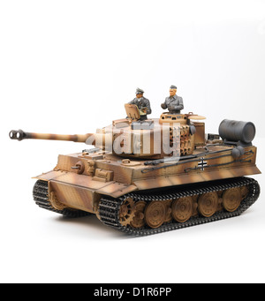 Large scale working model of Tiger I tank in German World War II camouflage colours with Zimmerit anti-mine coating Stock Photo