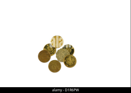French euro coins isolated on white background Stock Photo - Alamy