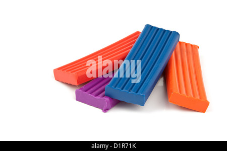 children bright plasticine isolated on white Stock Photo