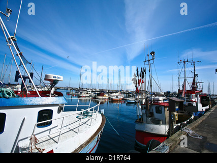 Vedbæk have, the harbor of the town situated north from copenhagen; fishing boat Stock Photo