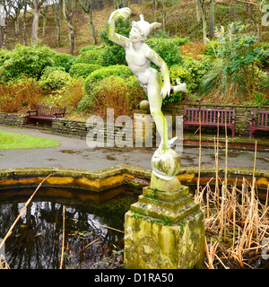 Statue of Pan in the Italian gardens South Cliff Scarborough Christmas 2012 Stock Photo