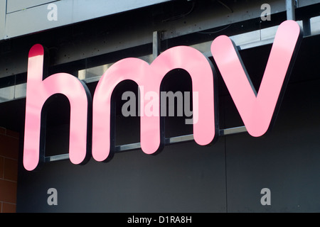 Close up of an HMV shop sign Stock Photo