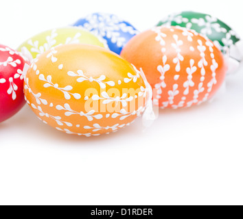 Color Easter Painted Eggs On White Background Stock Photo