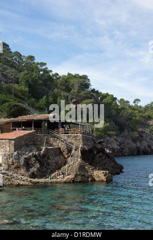 Cala Deia is a small bay with a little beach and two restaurants. This one is Ca's Patro March Stock Photo