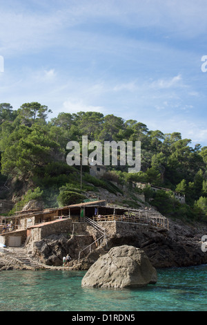 Cala Deia is a small bay with a little beach and two restaurants. This one is Ca's Patro March Stock Photo