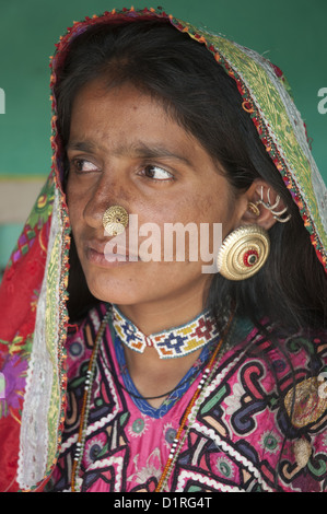 Tribal woman from the Rann of Kutch, Gujarat Stock Photo