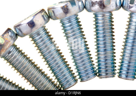 Close up of screws zinc covered, isolated on white background Stock Photo