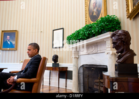 US President Barack Obama during a meeting in the Oval Office of the White House September 28, 2012 in Washington, DC. Stock Photo