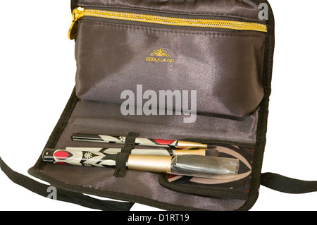 Cosmetics Bag and Brushes Stock Photo