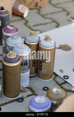 Montana 94 Graffiti Spray Paint Canisters Stock Photo