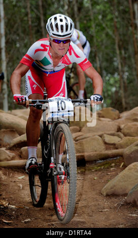 PIETERMARITZBURG, SOUTH AFRICA: Burry Stander during the 2012 RockyRoads UCI Mountain Bike World Cup on March 16, 2012 in Pietermaritzburg, South Africa. (Photo by Gallo Images / Foto24 / Christiaan Kotze) Stock Photo