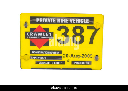 Private Hire Vehicle License Plate Licensed By Crawley Borough Stock