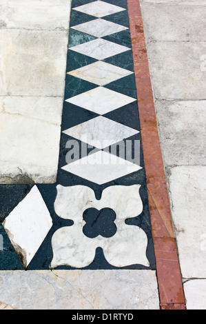 Detail of decorative coloured marble pavement of The Duomo, Siena, Tuscany, Italy Stock Photo