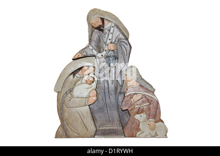 Christmas Decoration showing Mary, Baby Jesus and the Shepherds Stock Photo