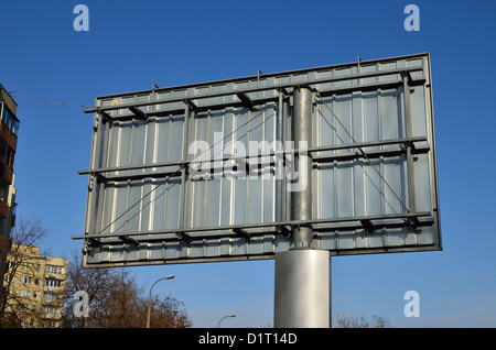 Back of billboard construction. Metal beams and support frame ...