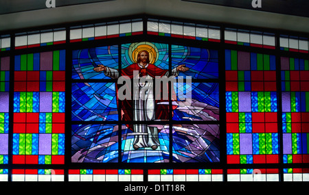 Dubai UAE St Mary's Church Stained Glass Window Of Jesus Christ Stock Photo