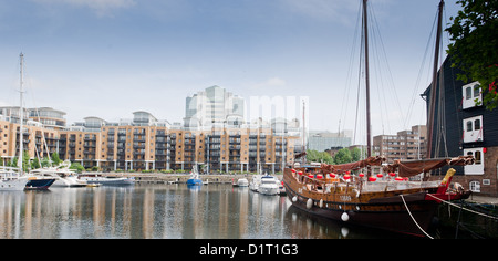 St Katharine Docks, London’s premiere luxury yacht Marina in the London Borough of Tower Hamlets. Stock Photo