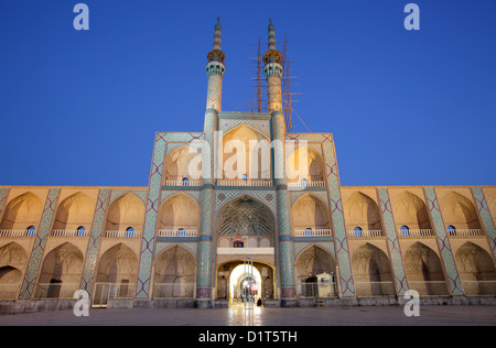 Amir Chakhmaq complex at dusk, Yazd, Iran Stock Photo