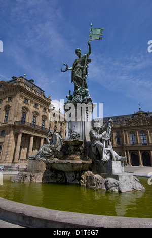 Europe, Germany, Wurzburg, Bishop's Residence, Unesco, Franconia Fountain created by Ferdinand von Miller the Younger Stock Photo