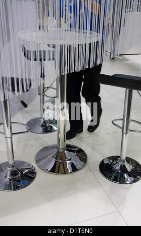 Berlin, Germany, Maennerbeine at bistro table Stock Photo