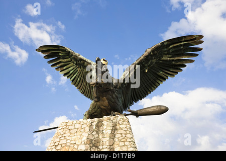 Turul bird (Turul madar) near Tatabanya, Hungary. Created by Gyula Donath in 1896. Bronze Stock Photo