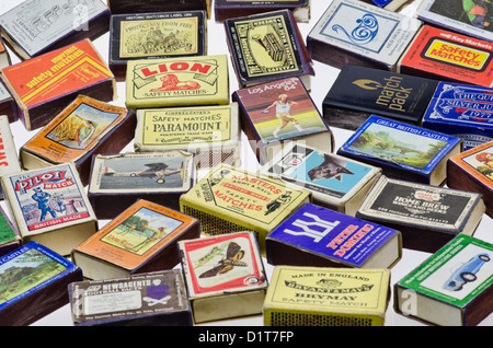 Collection of Assorted Matchboxes. Stock Photo