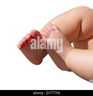 The baby's little feet isolated on white background Stock Photo