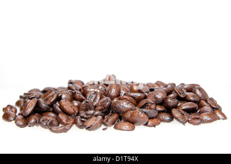 Pile of Roasted Coffee Beans Isolated on White Background Stock Photo