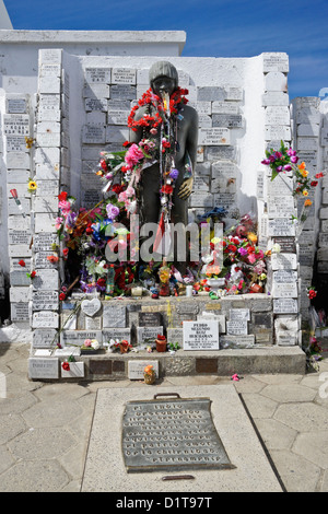El Indio Desconocido (The Unknown Indian) monument in Municipal Cemetery, Punta Arenas, Patagonia, Chile Stock Photo