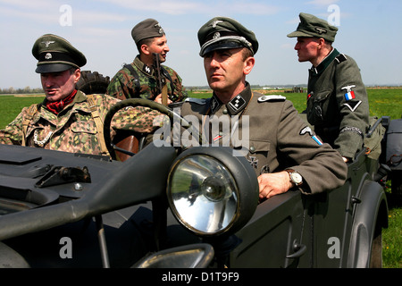 Reconstruction of the Battle of World War II, the liberation of Ostrava,  Czech Republic, re-enactment ww2 reenactment Wehrmacht soldiers Stock Photo