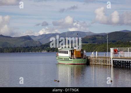 A view of Ullswater from the pier near Pooley Bridge in the English Lake District. Stock Photo