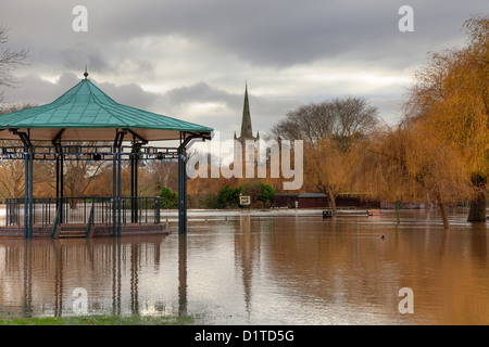 Flooding at Stratford upon Avon, Warwickshire, England Stock Photo