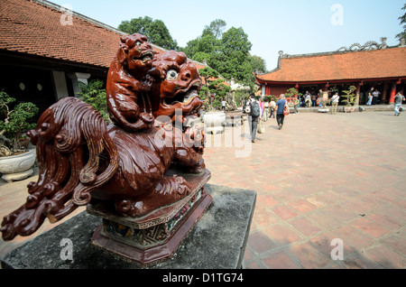 HANOI, Vietnam — The Temple of Literature in Hanoi, Vietnam, is a center of learning and scholarship dedicated to Confucius and first established in 1070. The temple was built in 1070 and is one of several temples in Vietnam which are dedicated to Confucius, sages and scholars. Stock Photo