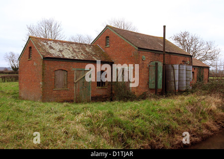 Old disused pumping station on the Somerset levels, used to keep the waters at a low level to allow continued agricultural use Stock Photo