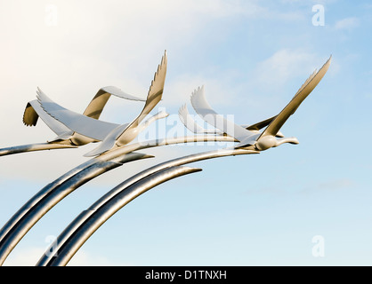 The Beautiful Swan Sculpture on the Promenade Waterfront at Ballycastle County Antrim Northern Ireland United Kingdom UK Stock Photo