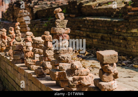 Ordering a stone temple in Ayutthaya Thailand Stock Photo