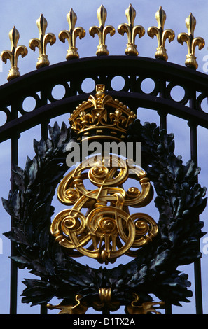Decorative gilded railings outside Buckingham Palace London UK England Stock Photo