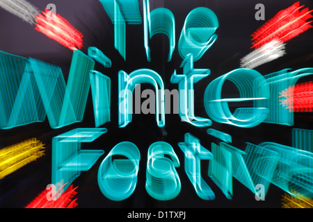 The winter festival neon sign. Stock Photo