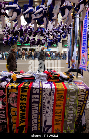 bernabeu madrid real soccer football stadium santiago scarf fan merchandise street vendor sport Stock Photo